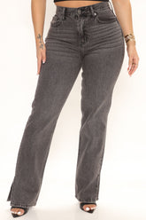 Gimme Some Straight Talk Side Slit Jeans - Grey Ins Street
